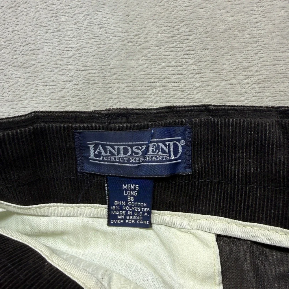 Vintage Lands' End Pants Mens 36 Long Corduroy Pleated Trousers Dead Stock‎ USA